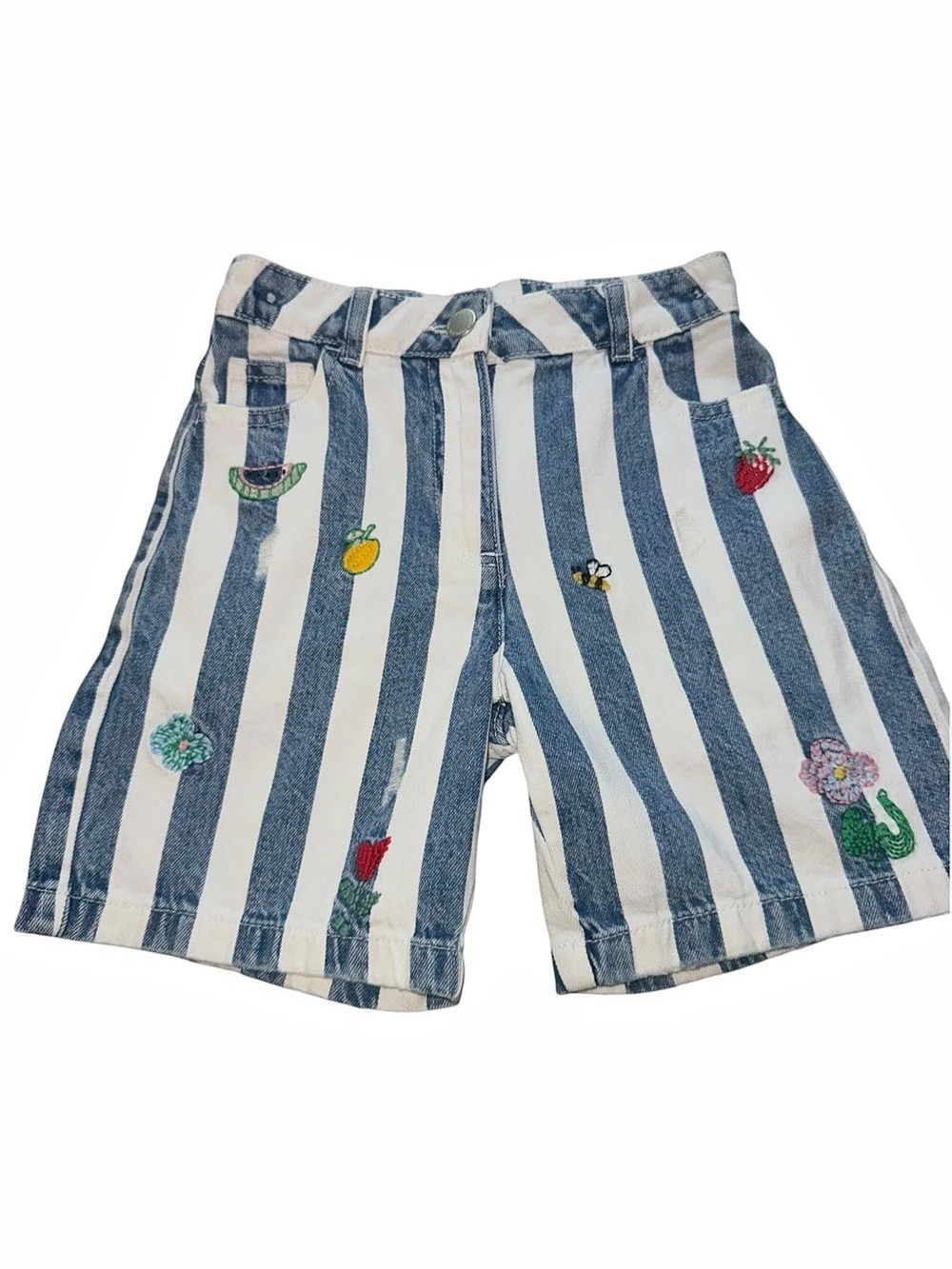 NEXT Striped Embroidered Shorts in Blue & White Size 5yrs